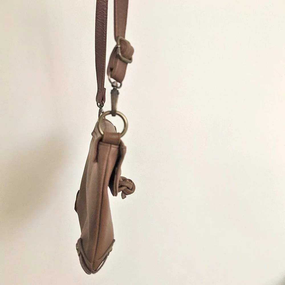Kimchi Blue Brown Faux Leather Crossbody Saddle Bag